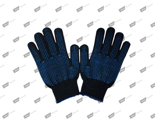 Перчатки • 5 нитка 10 класс х/б ПВХ "точка" 53 гр. • чёрный — 1